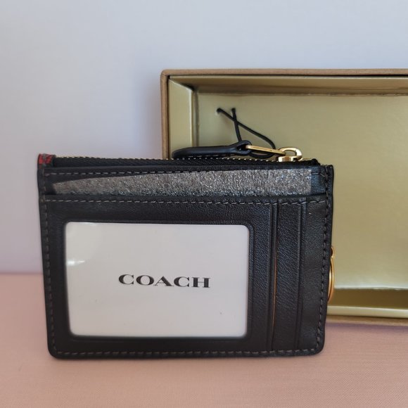 COACH Novelty Plaid Print Mini Skinny ID Case In Coated Canvas – Red Multi ⭐ - Picture 8 of 13